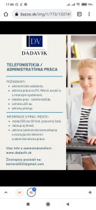 Telefonista(k)a/administratívna práca Košice