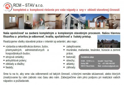 Strojové omietky, potery, stavebné práce