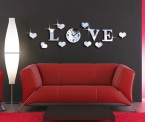 Zrkadlová nálepka LOVE s funkčnými hodinami