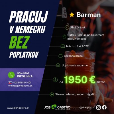 LETNÁ SEZÓNA: 2x Barman