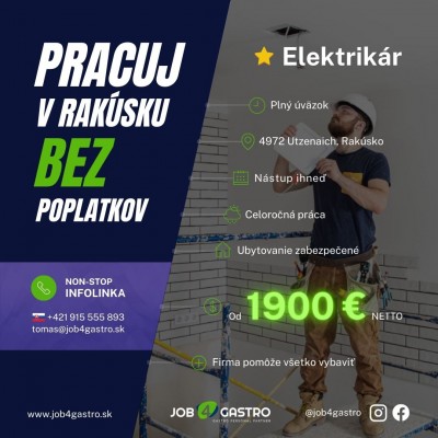 CELOROČKA: Servisný elektrikár - údržbár