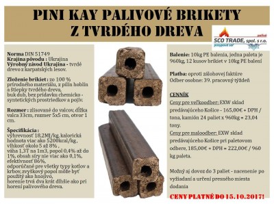 Drevené palivové brikety PINI KAY