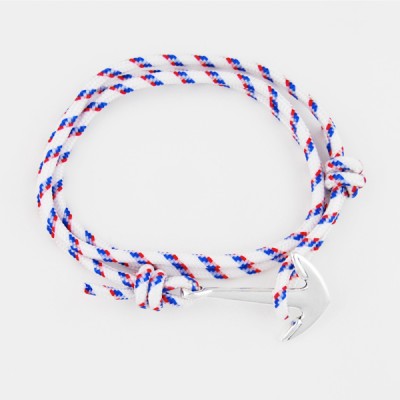 Lankový biely náramok s kotvou