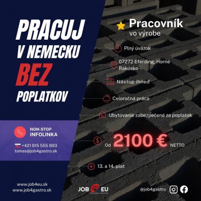 CELOROČKA: Pracovník do výroby betónových tvárnic