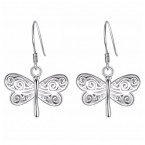 Strieborné náušnice s visiacimi motýlikmi