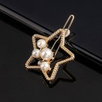 Spona do vlasov - hviezda s perlami zlatá