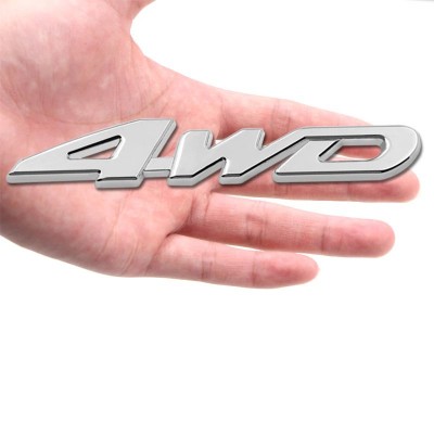 3D logo 4WD  z kovovej zliatiny,pochromované