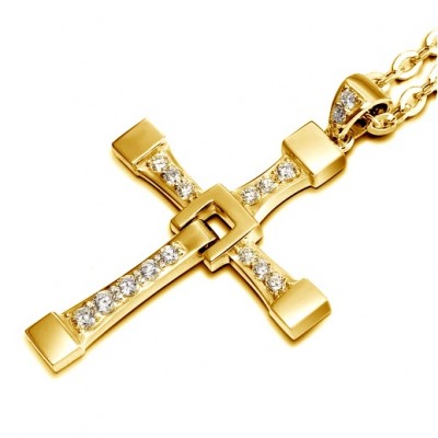 Vin Diesel kríž + náhrdelník, retiazka-Zlatá farba