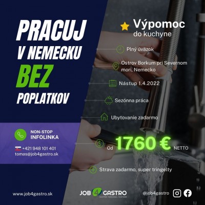 LETNÁ SEZÓNA: 2x Pomocník v kuchyni + umývač