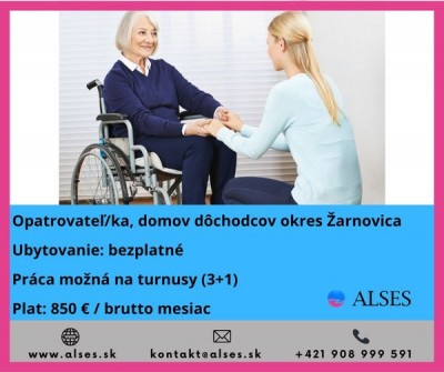 Opatrovateľka s ubytovaním na turnusy, Žarnovica