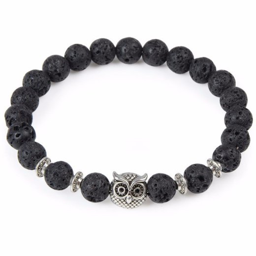 Buddha náramok s prírodným kameňom čierna Láva