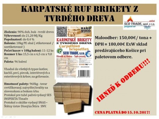 MALOODBER Karpatské RUF brikety z tvrdého dreva