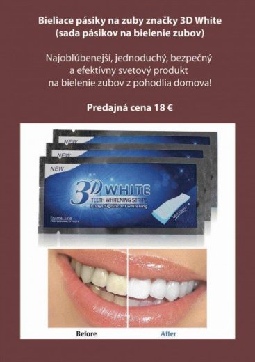 Bieliace pásiky na zuby značky 3D White