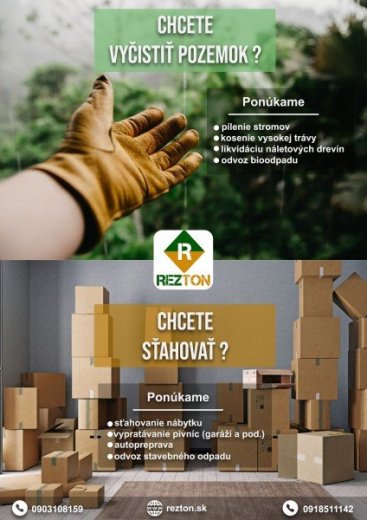 Čistenie pozemkov a Sťahovanie