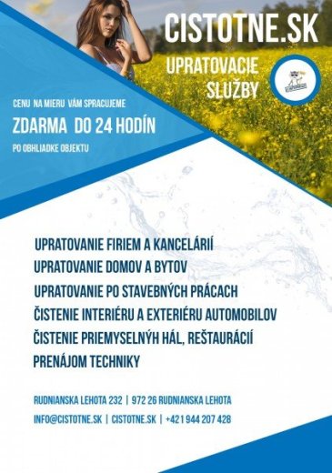 Čistiace upratovacie práce tepovanie umývanie