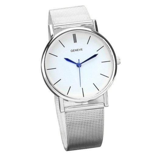 Modne okruhle chromove Geneve strieborne hodinky