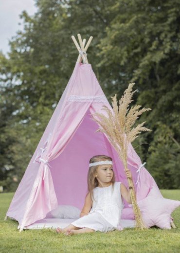 Krásny ružový TEEPEE stan pre vaše ratolesti.