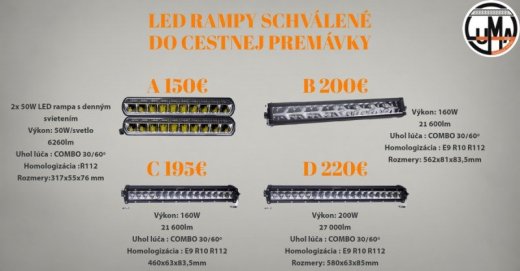 LED rampy schválená do cestnej premávky