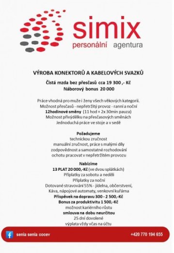 PRÁCE V ČR/ BRNO-KUŘIM S UBYTOVÁNÍM