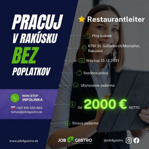 ZIMNÁ SEZÓNA: Restaurantleiter