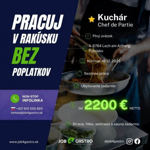 ZIMNÁ SEZÓNA: Kuchár Chef de Partie