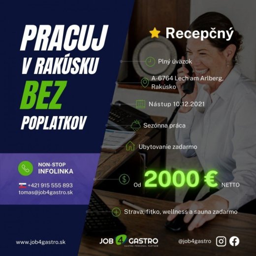 ZIMNÁ SEZÓNA: Recepčný (muž/žena)