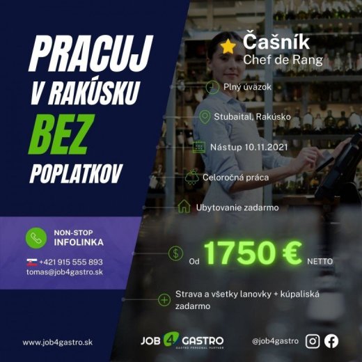 CELOROČKA: Čašník Chef de Rang (muž/žena)