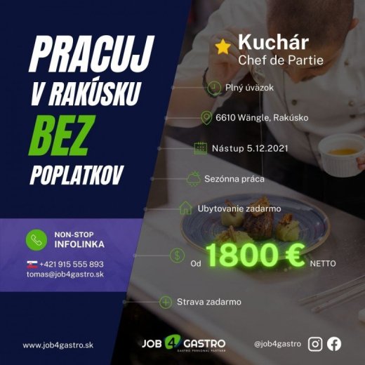 ZIMNÁ SEZÓNA: Kuchár Chef de Partie