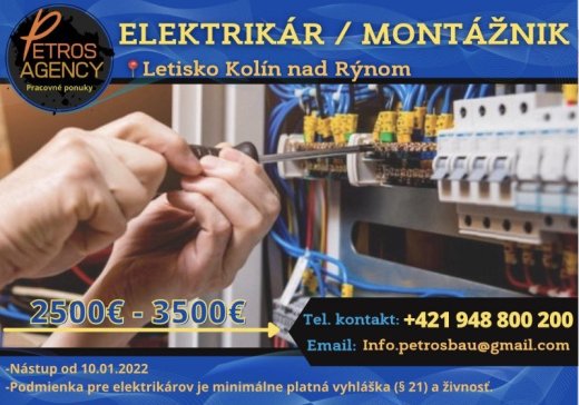 PRÁCA PRE ELEKTRIKÁROV / MONTÁŽNIKOV