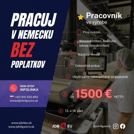 CELOROČKA: Pracovník do výroby cukroviniek