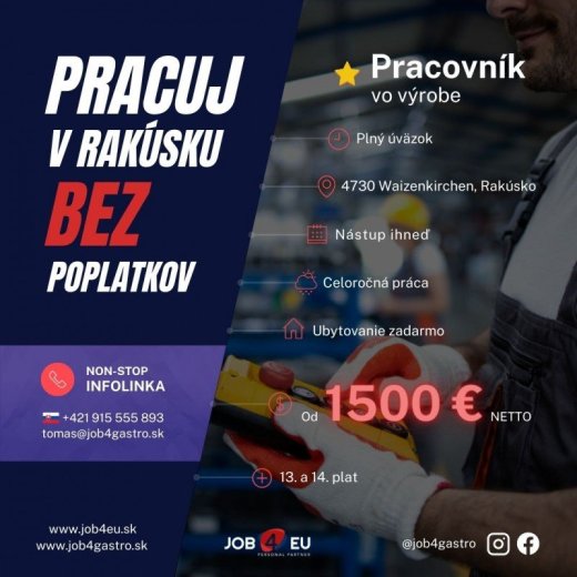 CELOROČKA: Práca vo výrobnej firme na bavlnu