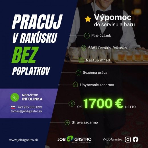 ZIMNÁ SEZÓNA: Výpomoc do servisu a hotelového bar