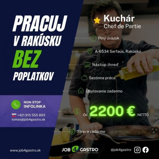 ZIMNÁ SEZÓNA: Kuchár Chef de Partie