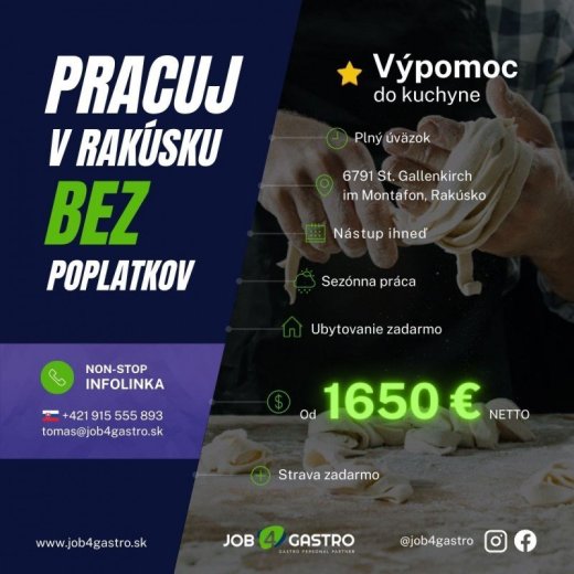 ZIMNÁ SEZÓNA: Výpomoc do kuchyne