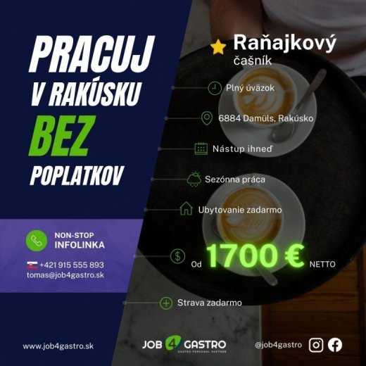 ZIMNÁ SEZÓNA: Raňajkový čašník