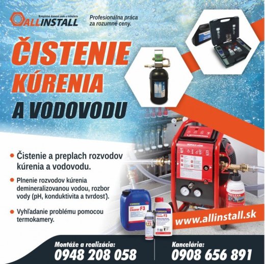 ČISTENIE KÚRENIA A VODOVODU