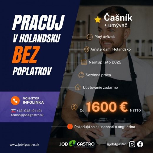 3x Čašník + 2x umývač riadu na EXPO FLORIADE 2022