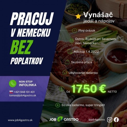 LETNÁ SEZÓNA: 2x Vynášač jedál a nápojov