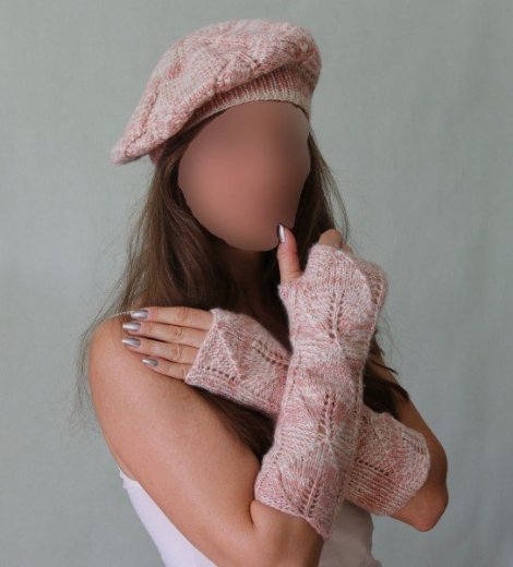 Ručne pletený set - baret a návleky