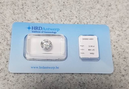 Predám prírodný diamant 2,00ct F a VVS2