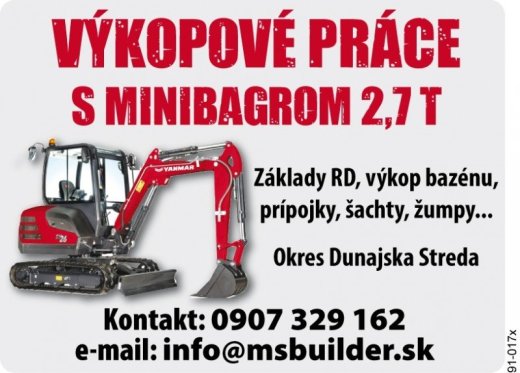 Ponukam výkopové preca okres Dunajská Streda