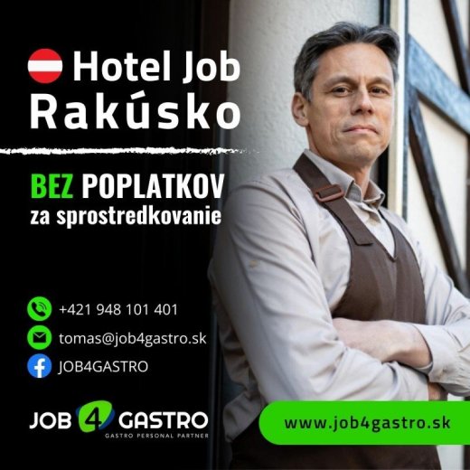 Čašník s inkasom na krásny 4S Wellness Hotel