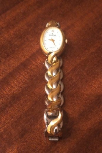 pozlátené dámske hodinky "FESTINA"