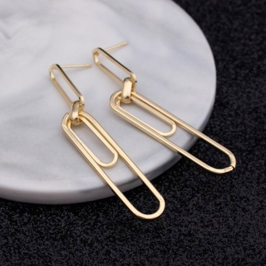 Štýlové trojdielne náušnice - zlaté