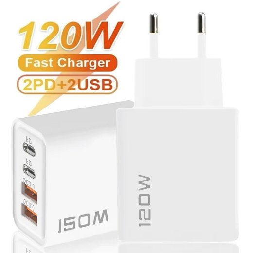 120W Rychlonabíječka GaN 4portová PD USB Typu-C