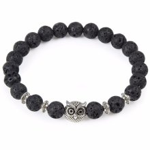 Buddha náramok s prírodným kameňom čierna Láva