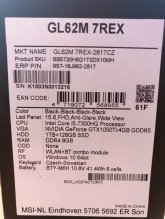 MSI GL62M 7REX, 15,6” DDR4, I5 7gen, 1tb+128Gb SSD