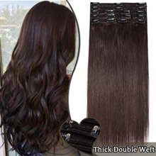 Clip in sada DE-LUXE, 57 cm tmavý gaštan