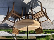 TEAK - Set - stol, 4 stohov. stolicky a slnecnik
